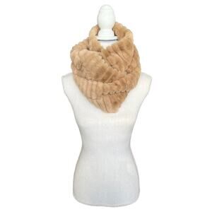 Cross tree lane tan faux fur infinity scarf